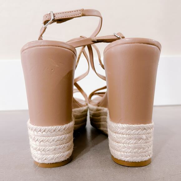 Steve Madden Whitlee Platform Espadrille Wedge Sandals Tan Beige Size 10 NWT - Picture 7 of 10